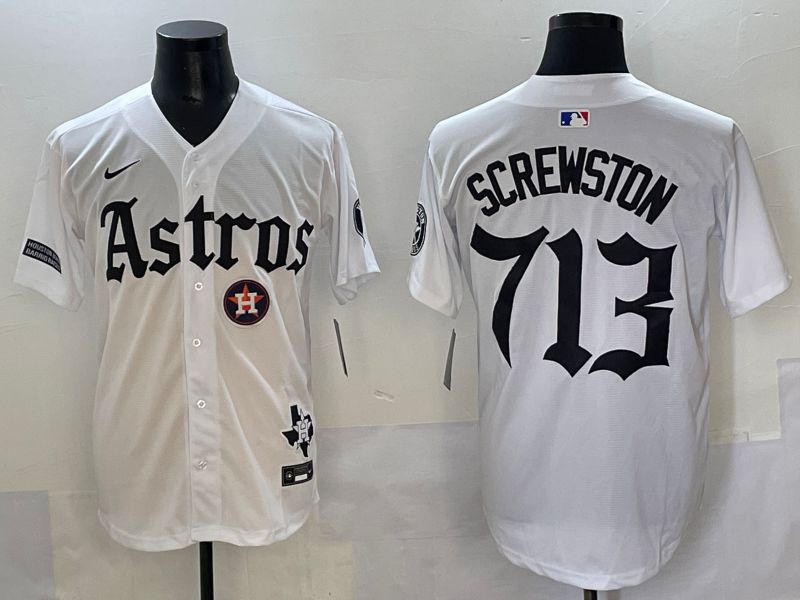 Men 2025 Houston Astros 713 Screwston White Five generations Joint Name Nike MLB Jersey style 12